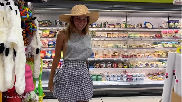 Agatha flashing all around the groceries and being naughty in public